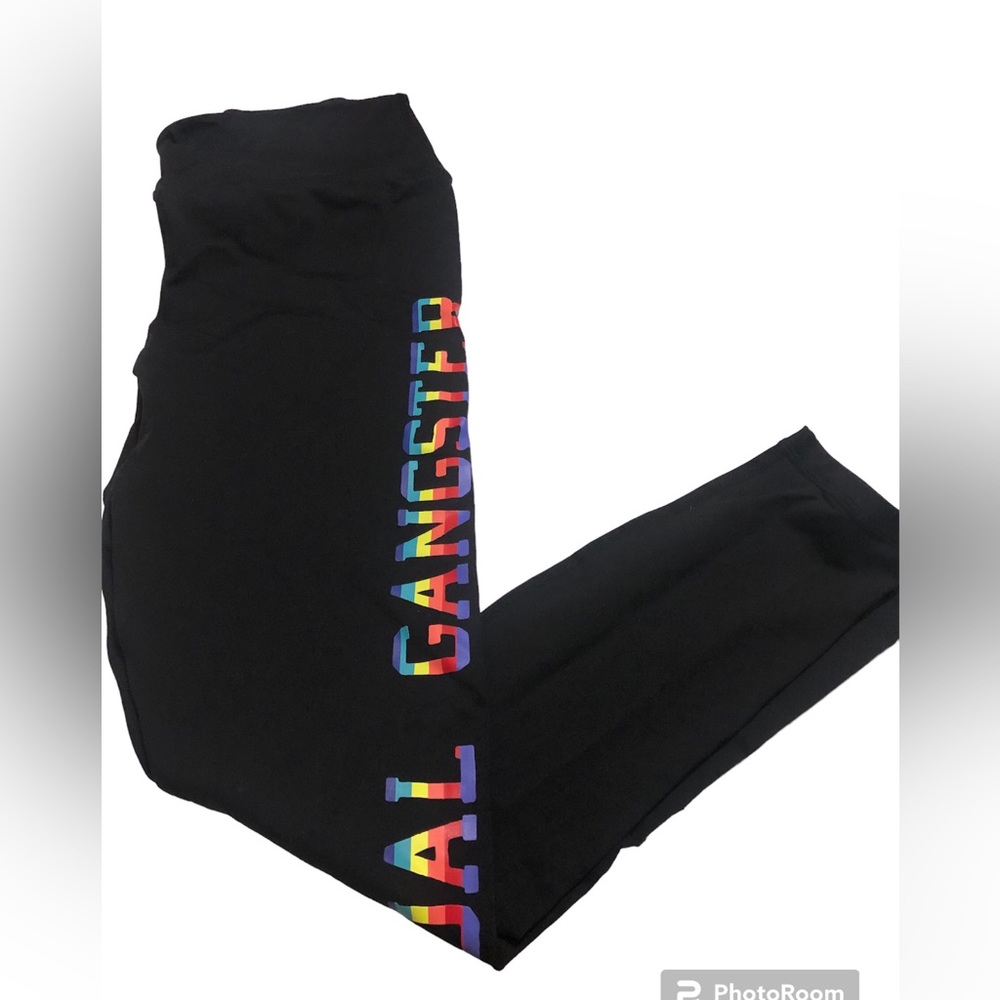 NWOT - SPIRITUAL GANGSTER | VARSITY HIGH WAISTED RAINBOW LOGO LEGGINGS - Picture 7 of 8
